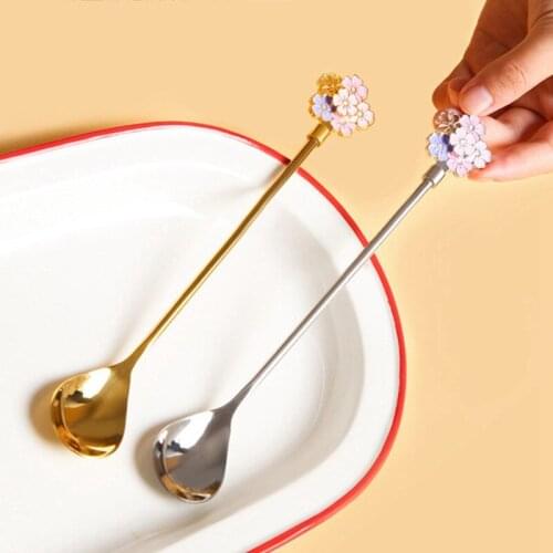 Stainless Steel Cherry Blossoms Spoon Ice Cream Coffee Stirring Spoon Dinner Japanese StyleTeaspoon Kitchen Cutlery Tableware