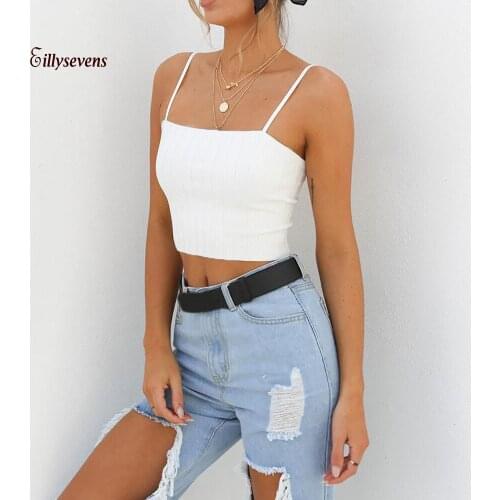 2020 Summer Women Tank Top Sexy Crop Top Cotton Solid Tank Tops T-shirt Womens Slim Vest Off Shoulder Halter Top Ropa De Mujer