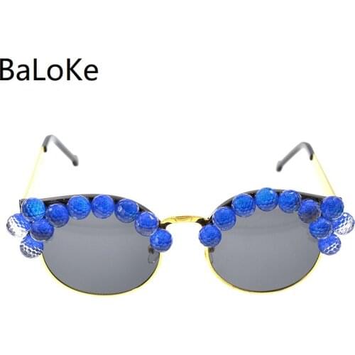 Fashion Cat Eye Sunglasses Brand Designer Blue Crystals Sexy Women Sunglasses Rhinestones Fashion Shades Oculos De Sol Feminino