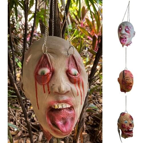 Creepy Head Hanging Ornament Scary Latex Masque Halloween Props Decoration for Festival Party Masquerade MC889