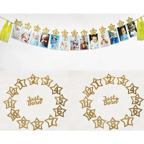 Golden Party Flag 1st first Birthday Pennant bell garland Banner Bunting for Decoration DIY favor creative