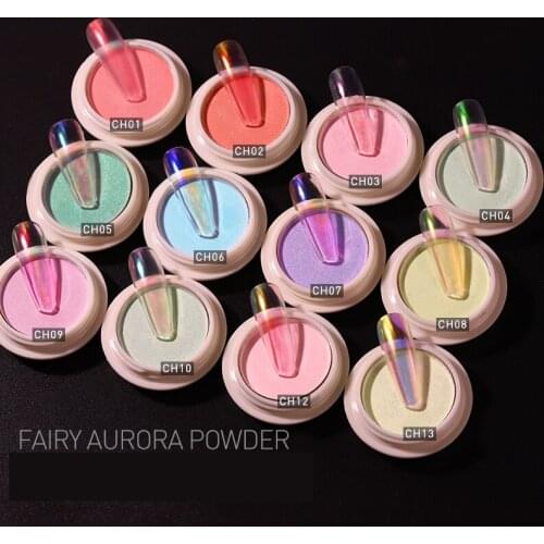 1g/box Transparent Holo Nail Glitter Mirror Aurora Neon Powders Dust Chameleon Nail Art Chrome Pigment Dipping Powder Decoration