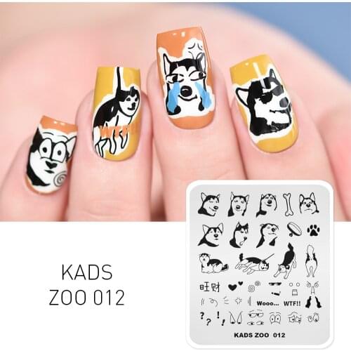 1pc New Nail Art Stamping Plate Cute Dog Pattern Nail Stamp Template Husky Expression Image Manicure Stencil Tool for Nail Art