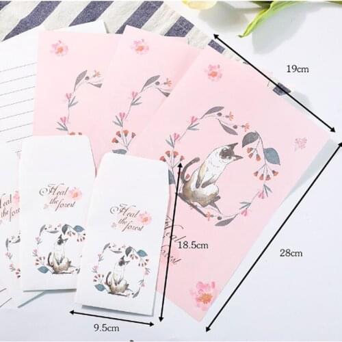 1pack rabbit letter paper cartoon animal written greetings A4 student stationery envelope (3pcs envelope + 6pcs letter paper)