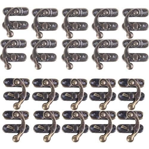 10PCS Vintage Metal Hardware Furniture Wooden Box Leather Bag Hardware Decorative Latch Clasps Lock Padlock Hasp With Screws