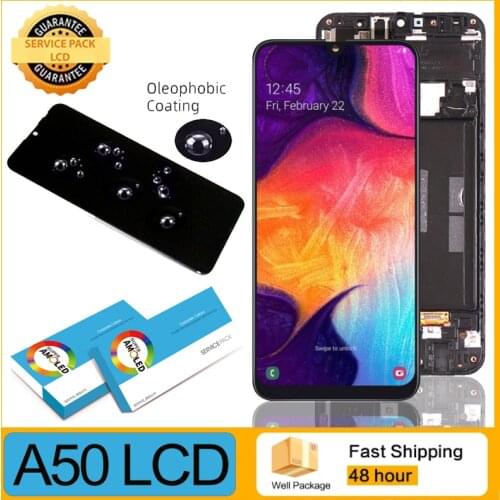 100% Original Display with frame for Samsung Galaxy A50 2019 A505F/DS A505F LCD Touch Screen Digitizer Assembly Repair Parts