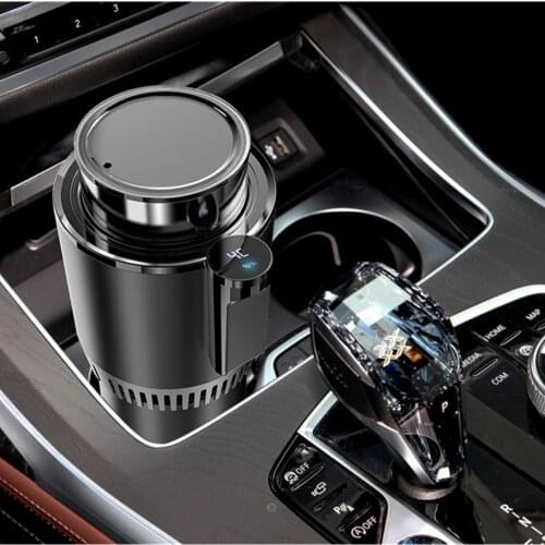 12V Car Cooling Cup 2-in-1 Car Office Cup Warmer Cooler Smart Digital Display Car Mug Holder Tumbler Beverage Drinks Can Summer