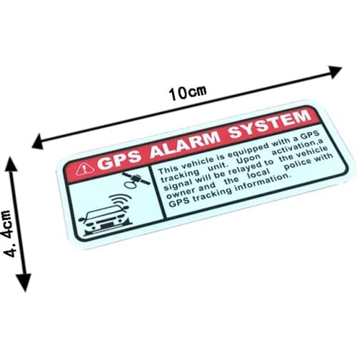 2pcs /Set Car Decals Warning Letters GPS Alarm Security Motorcycle Stickers Anti-theft Decals Waterproof Decals 10*4.4cm