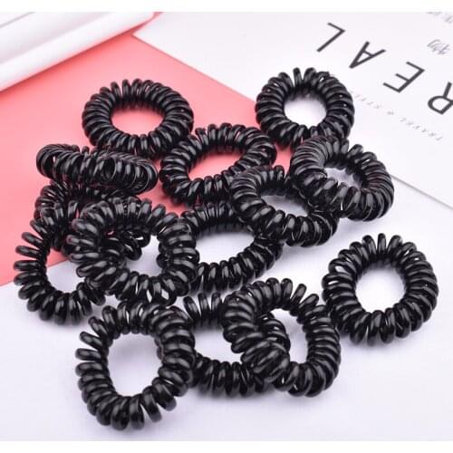 20pcs Black Spiral Hair Head Bands Elastics Bobbles Ties Scrunchies Hair Accessories Girl Women