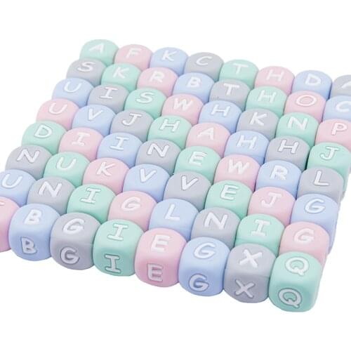 20Pcs Pink Silicone Letter Beads Food Grade BPA Free Letter DIY baby Name Baby Teether BPA FREE 12mm