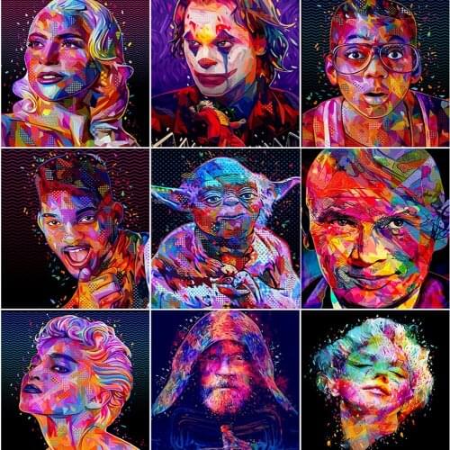 5D DIY Colorful Portrait Series Full Square/Round Diamond Inlaid Embroidery Mosaic Diamond Painting Kitchen Home Decoration