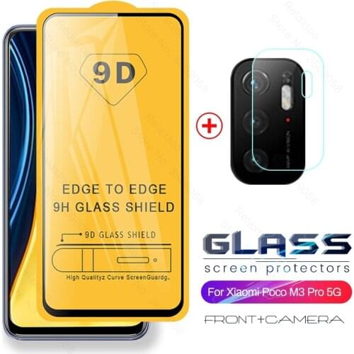 9d full glue tempered glass for xiaomi pocophone poco poko little m3 m 3 pro m3pro 5g 2021 screen and camera lens protector film