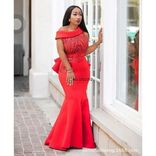 African Dress for Women High-end Dress Africa Hot Sale Explosion Space Layer Slant Shoulder Sequins Slim Fishtail Dress