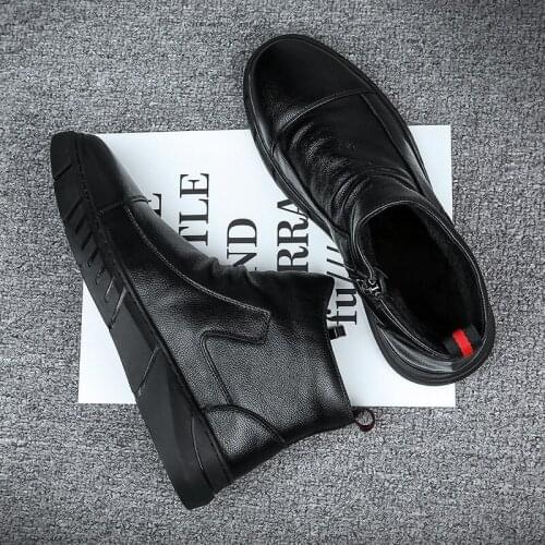 Men Shoes Brand Autumn Winter High help Men Shoes Soft Leather Casual Shoes Warm Plush Snow Boots Ankle Boots Working Boots