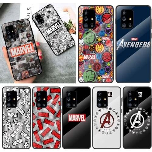 Marvel Logo Avengers For Samsung Galaxy A91 A81 A72 A71 A52 A51 A41 A31 A21S A11 A01 Tempered Glass Cover