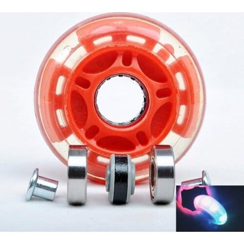 60mm 64mm 70 72 76mm LED Flash 82A Kid Children Roller Skates Wheel 3 colorful light Inline Skating tyre Flash Shine ruedas 8pcs
