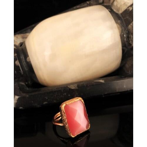 Dr Stone Natural Stone Women 'S Cat 'S Eye Stone Rose Gold Plated Ring KRB343