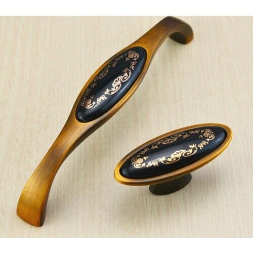 European rural Ceramic handle Modern simple Camellia kitchen Drawer shoe cabinet pulls dressing Wardrobe door single hole handle