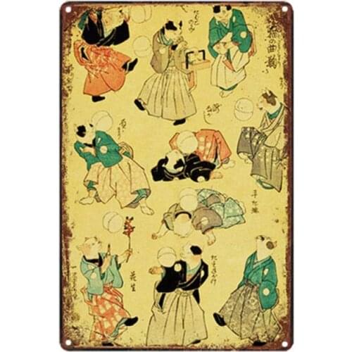 Retro Tin Sign Cute Cat Anime Pictures Vintage Tin Sign Metal Plate Plaque Restaurant Modern Home Decoration posters 12 X 8 Inch