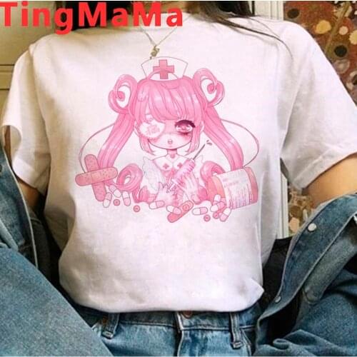 Japanese Anime Harajuku E-girls Punk top tees tshirt women aesthetic casual vintage japanese ulzzang clothes summer top vintage