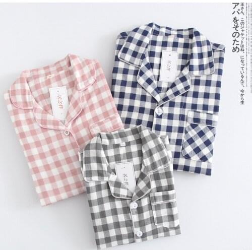 Cotton Long Sleeve Plaid Pajamas Women Men SLeepwear Children Homewear Family Parent-Child Clothing Nightwear Long Pants