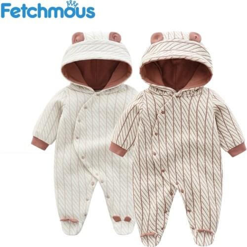 Fall Winter Baby Cotton Romper Stripe Casual Newborn Boy Clothes Onesie Coat Toddler Girl Sleepsuit Warm Infant Cute Costume