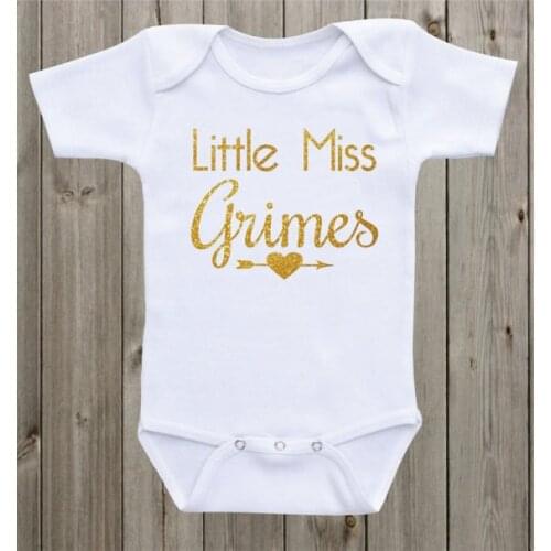 Custom Little Miss name glitter infant baby bodysuit onepiece romper Outfit take Home toddler shirt birthday party favors