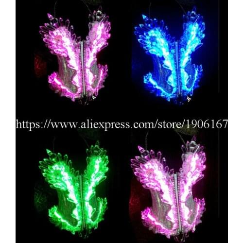 Colorful Crystal Led Luminous Women Party DS Costume Sexy Lady Evening Party Dress Led Light Growing Stage Dance Clothes