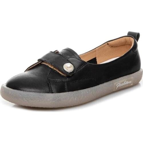 2019 New Autumn Soft Bottom Non-slip Wear Resistant Casual Sneakers Genuine Leather Shoes Flat Shoes Woman Fashion Casual Shoes