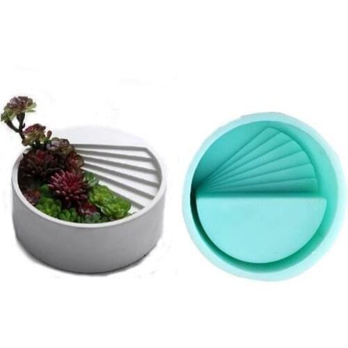 Round silicone mold Silica gel Cement multi- meat flower pots inside the semi - circular combination molds concrete vase mould