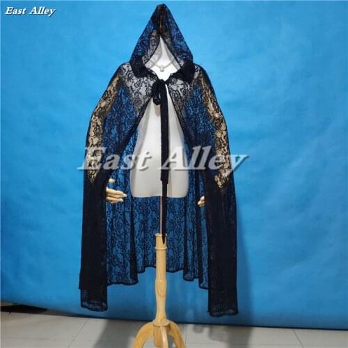 Black Lace Hooded Cloak Womens Shawl Wedding Cape Lace Clothing Bolero Bridal Formal Coat Medieval Cloak