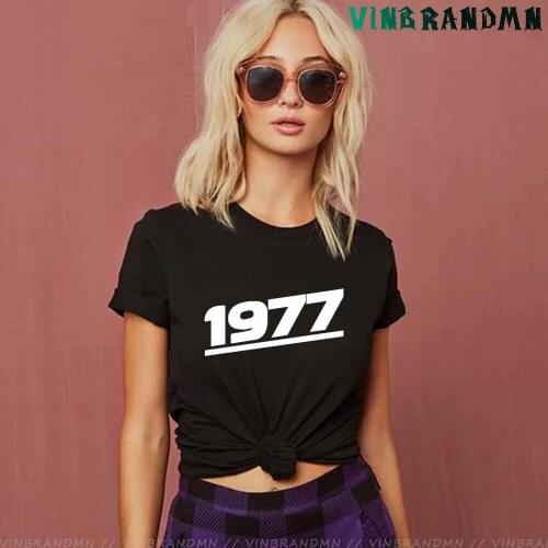 Summer Custom Short Sleeve Womens T-shirt 1977 Age Number Tee Tops Vintage 44th Birthday Gifts T shirt Mothers Day Tee Shirts