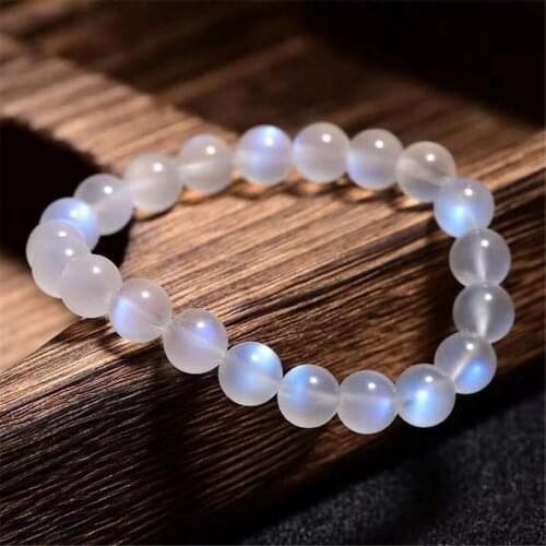 Top Natural Moonstone Bracelet For Women Men Blue Light Healing Gift Crystal Round Beads Stone Strands Jewelry AAAAA 6mm 7mm 8mm
