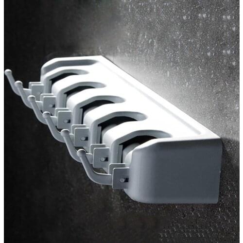 Multifunction Wall-mounted Mop Storage Rack Slip Resistant Hanging Slots Garden Tools Space-saving For Kitchen Holder With Hooks