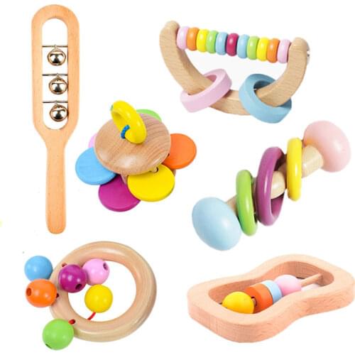 6pcs/Set Montessori Toys Baby Rattle Crib Toys Ids Educational Crib Mobile Baby Toy For Girls Waldorf Stroller Toy Infant