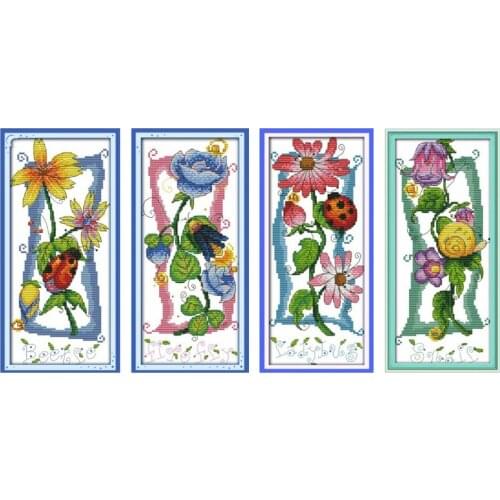 Sound of flowers cross stitch sets multi picture cute flower painting kits stitches embroidery DIY handmade needlework plus