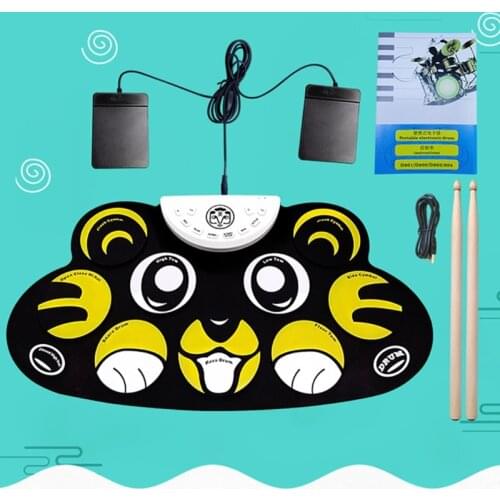 Electronic Drum Set - 9 Pad Flexible Roll Up Drum Kit Practice Pad with Foot Pedals, Built in Speakers & Drum Sticks, Great