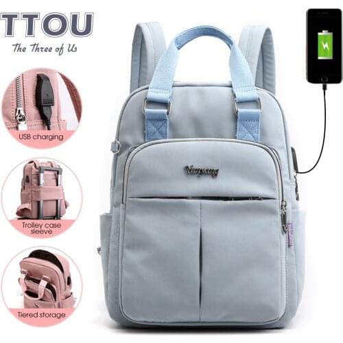 Anti Theft Usb Charge Nylon Backpack Waterproof Women Backpacks Bagpack School Book Bags Teenage Girls Travel Multifunction Bag