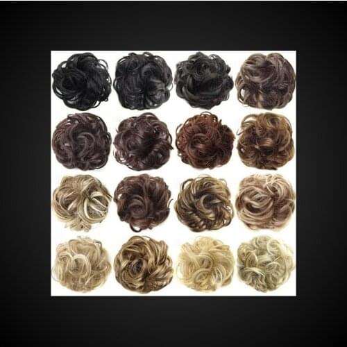 2020 New Trendy Design Women Wavy Curly Messy Hair Bun Synthetic Elastic Tie Extension Scrunchie Bands