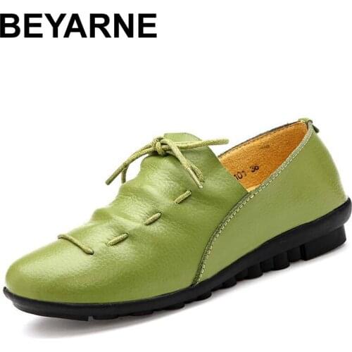 BEYARNE new fashion leather Moccasins female comfortable maternity flat shoes heel single casual shoes Free Drop Shipping