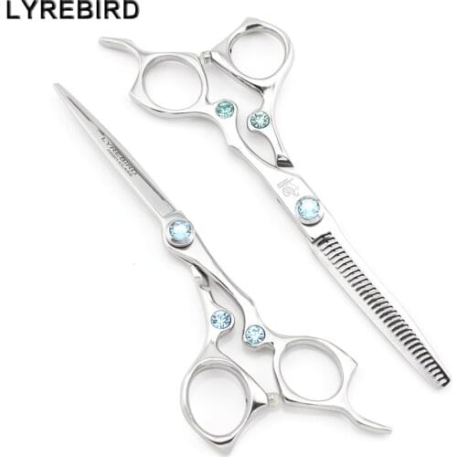 Hair scissors 6 INCH Hairdressing scissors barber hair shears Green stone Lyrebird HIGH CLASS NEW
