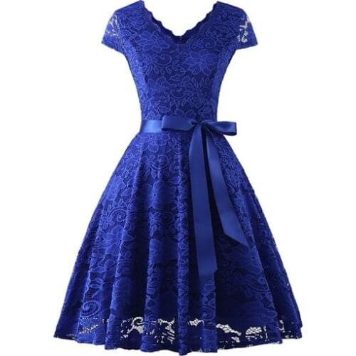 Homecoming Dresses V Neck Short Sleeves Lace Crochet A Line High Waited Bow Wedding evening Dresses Dance Queen Dresses