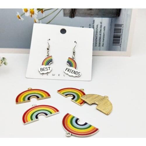 10pcs Colorful Rainbow Enamel Charms Fashion Alloy Pendants Charm DIY Earrings Necklaces Bracelet Jewelry Accessory Dangle YZ616