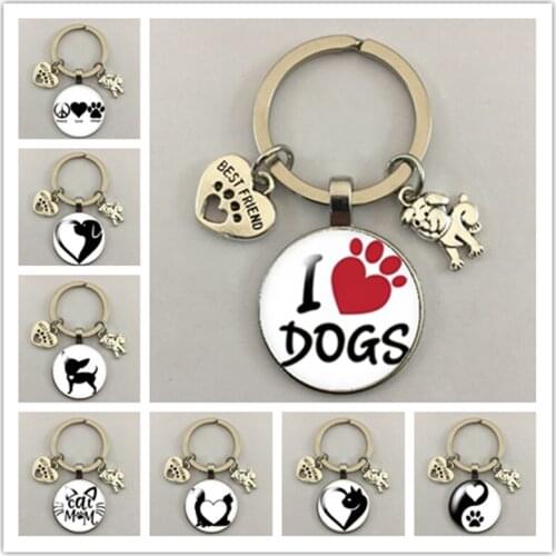 Popular New Puppy Kitten Playing Key Ring Pet Cat and Dog BEST FRIEND Pendant Fashion Keychain