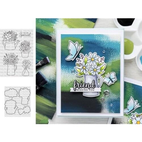 Vase butterfly Transparent Clear Stamps for DIY Scrapbooking/Card Making/Kids Christmas Fun Decoration Supplies