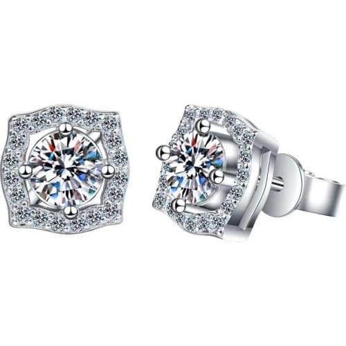 Luxury 925 Silver 1 Carat Excellent Cut D Color Pass Diamond Test Mossanite Earring