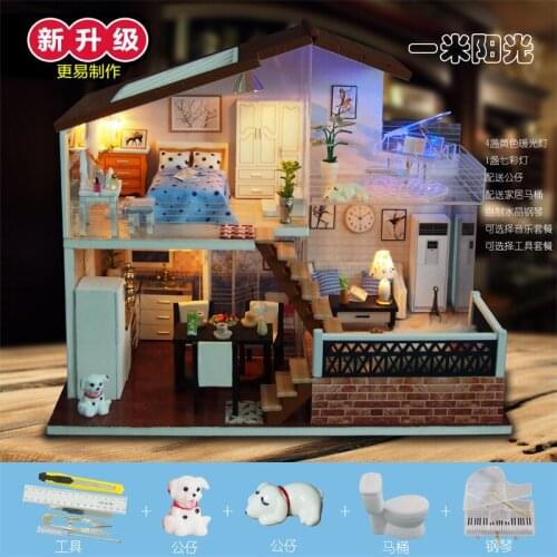 Handmade Miniature With Furniture LED Light Dollhouse Crafts Creative Assembling Wooden Doll House Kits Building Model Toys diy