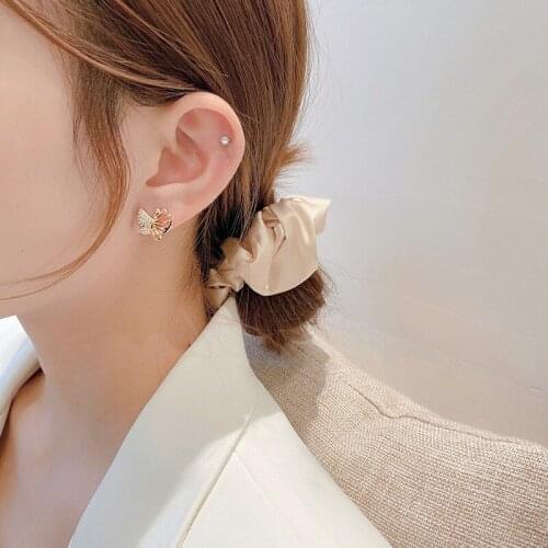 Earrings Trendy 2021 Korean Fashion Butterfly Earrings for Women Simple Trend Exquisite Zircon Butterfly Earrings Luxury Jewelry