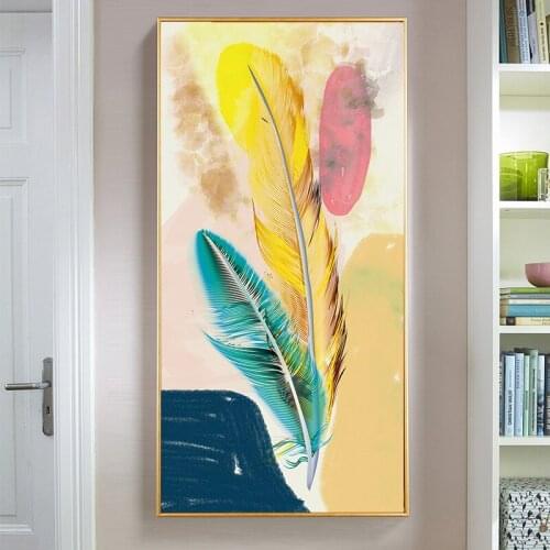 Modern Abstract Colorful Feathers Canvas Painting Posters and Prints Scandinavian Wall Art Picture for Living Room Cuadros Decor