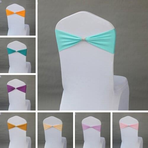 27 Colours Spandex Chair Sash Wedding Chair Sashes With Shiny Belt Buckle In The Middle Lycra Stretch Wedding Chair Sash